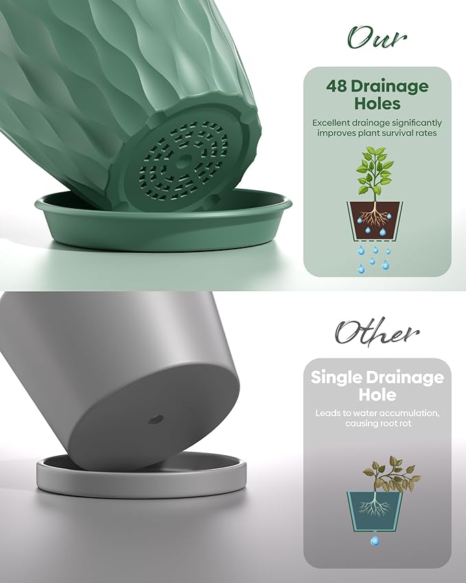 6 Pack Plant Pots with Drainage Holes, 4 Inch Plastic Indoor Flower Pots, Succulent Pots for Orchids, Violets, Succulents, Herbs and Other Small Plant, Multicolor