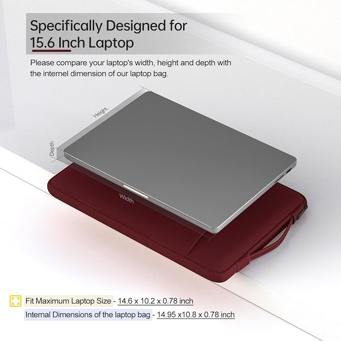 16 Inch Laptop Sleeve for 16 inch New MacBook Pro M4/M3/M2/M1 Pro/Max A3186 A3403 A2991 A2780 A2485 2025-2021, Protective Computer Case Bag with Pocket, Wine Red