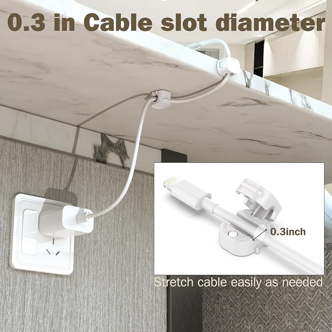 Cord Organizer 6 Pack Magnetic Cable Clips Smooth Adjustable 1s Lock Cable Management Clips Adhesive Wire Holder Keeper Organizer for Car Home Office Desk Accessory