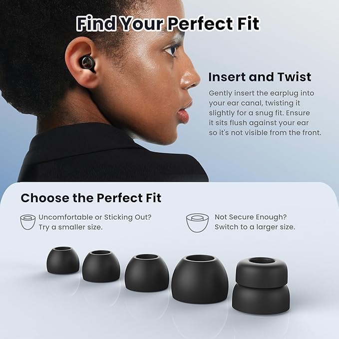 Ear Plugs for Sleeping Noise Cancelling, NRR 45dB EarPlugs for Sleeping, Concerts & Festivals, Studying, Focus, Reusable, Ear Protection Earplugs, 7 Pair Silicone Eartips
