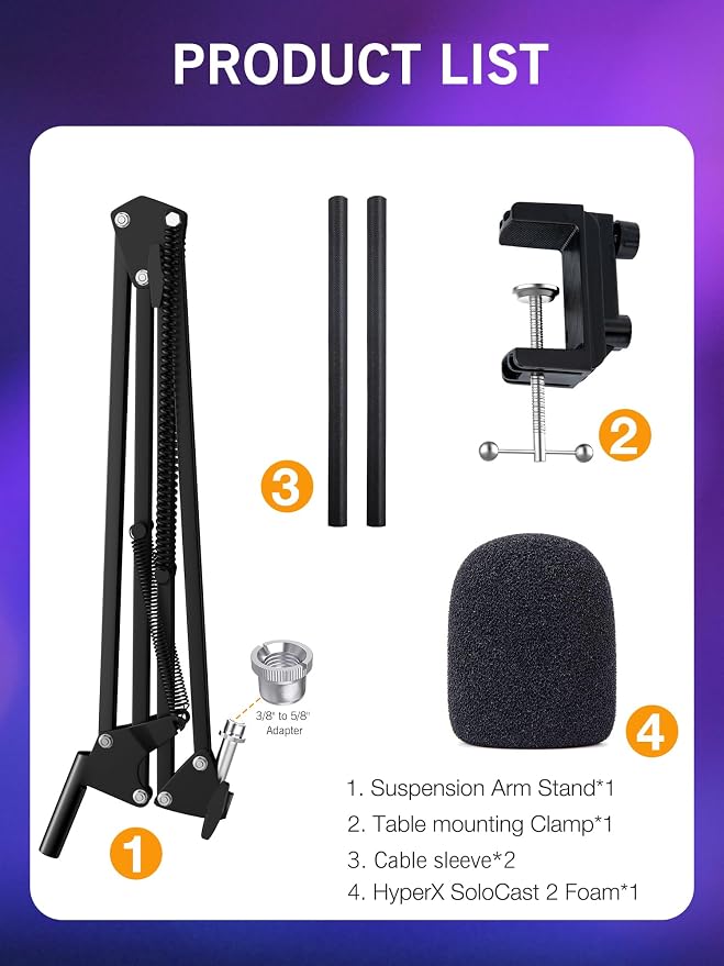 SUNMON SoloCast 2 Mic Arm with Pop Filter Windscreen - Gaming Microphone Stand Compatible with SoloCast 2, Mic Stand with Foam Cover