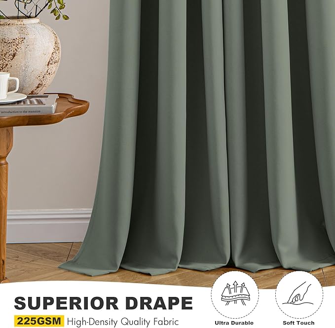 MIULEE Blackout Curtains for Bedroom Living Room 2 Panels, Thermal Insulated Room Darkening Drapes Grommet Noise Reducing Light Blocking Window Treatments 72 Inches Long 40x72 Inch Dark Mallard