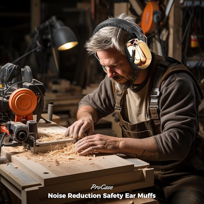 ProCase NRR 28dB Noise Reduction Ear Muffs, Foldable Adjustable Passive Noise Cancelling Headphones for Adults Kids Autism, Hearing Protection for Shooting, Construction, Mowing -Metalic Gold