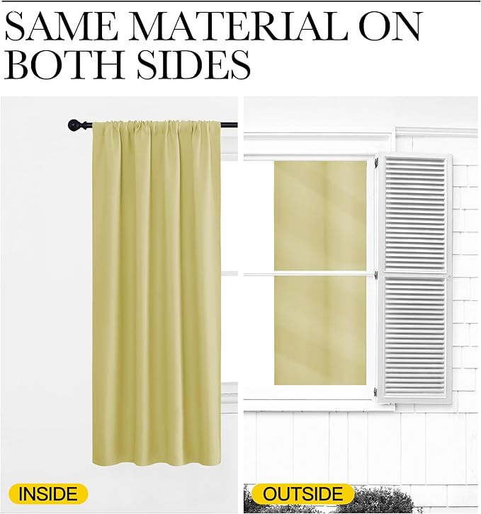 NICETOWN Blackout Curtains for Living Curtains, Paler Yellow, Set of 2, 52 by 63 Inch, Window Treatment Blackout Curtain Panels, Home Decor Thermal Insulated Solid Drapes for Bedroom