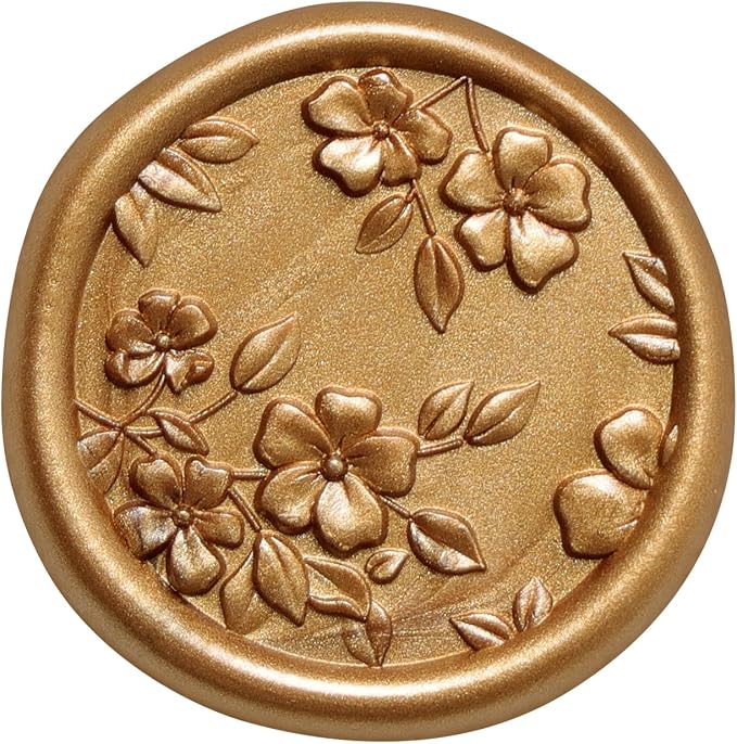 UNIQOOO Wax Seal Stickers - 3D Begonia Wedding Invitation Envelope Botanical Seal Stickers, 50 Pcs Self- Adhesive Antique Gold Stickers, Perfect for Invitation, Christmas, Gift Wrapping, Party