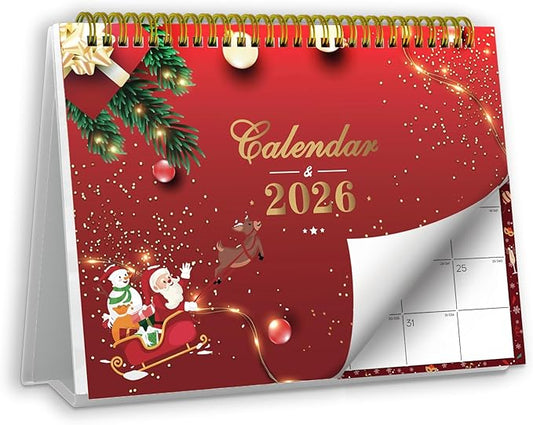 Small Desk Calendar 2026 - Standing 2026 Desk Calendar, Oct.2025 to Dec.2026, 8" x 6", Monthly Flip Desktop Calendar with To Do List, Your Personal Desk Planner with Pocket for Work Home Office