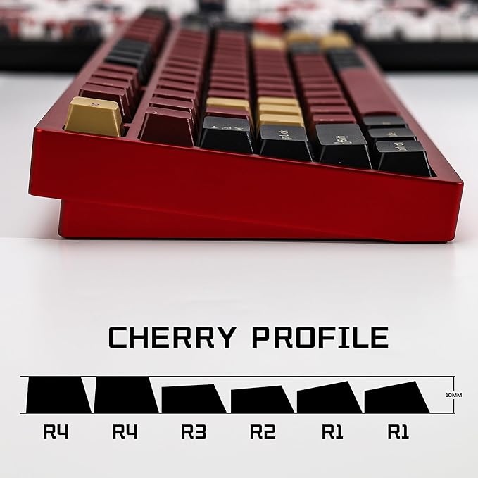 174 Keys Clone Red Samurai Key Caps PBT Double Shot Custom Keycap Set,Keycaps 60 Percent,Cherry Profile Keycaps for GK61/64/68/84/87/100/104/108 Mechanical Keyboard