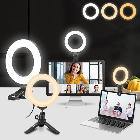 PULUZ Video Conference Lighting Kit, Ring Light for Monitor Clip On Lights, Remote Working, Distance Learning,Zoom Call, Self Broadcasting and Live Streaming, Computer Laptop Video Conferencing