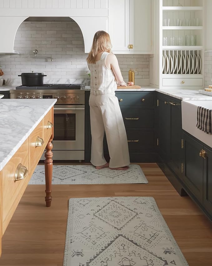 House of Noa Nama Standing Mat – Anti-Fatigue Kitchen Mats for Floor, Cushioned & Non-Slip Kitchen Comfort Mat for Standing, Thick Foam Anti-Fatigue Mat for Kitchen & Workspaces, Ula Avalon 22" x 36"