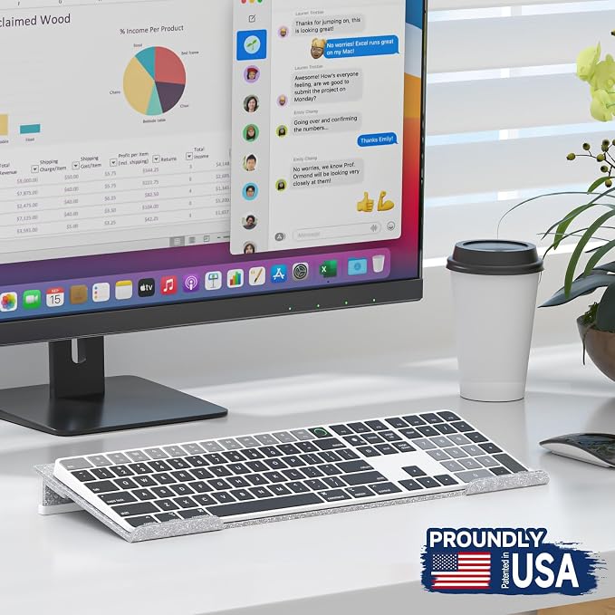 Ergonomic Computer Keyboard Stand - Adjustable Keyboard Riser Tilt Glitter Silver Acrylic Keyboard Tray Non-Slip Elevated Typing Key Board Holder Lift for Home Office Desk Accessories