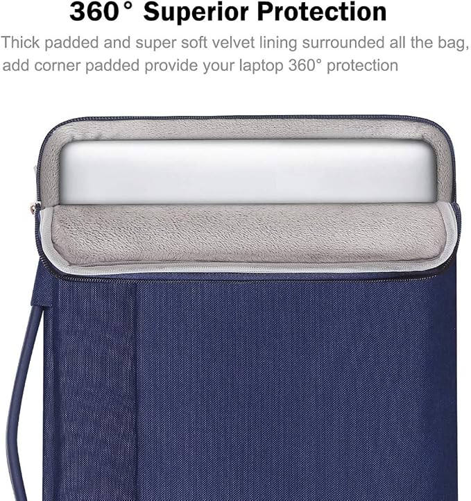 LANDICI 360°Laptop Sleeve Case 15.6 16 Inch Compatible with MacBook Pro 16 M1/M2/M3/M4 2019-2025, 15.6-16” Hp Dell Lenovo Acer Asus, Waterproof Computer Bag Cover with Handle, Blue
