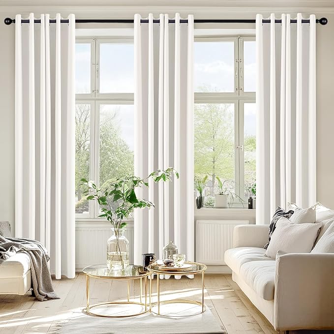 MIULEE Blackout Curtains for Bedroom Living Room 2 Panels, Thermal Insulated Room Darkening Drapes Grommet Noise Reducing Light Blocking Window Treatments 72 Inches Long 34x72 Inch Ivory