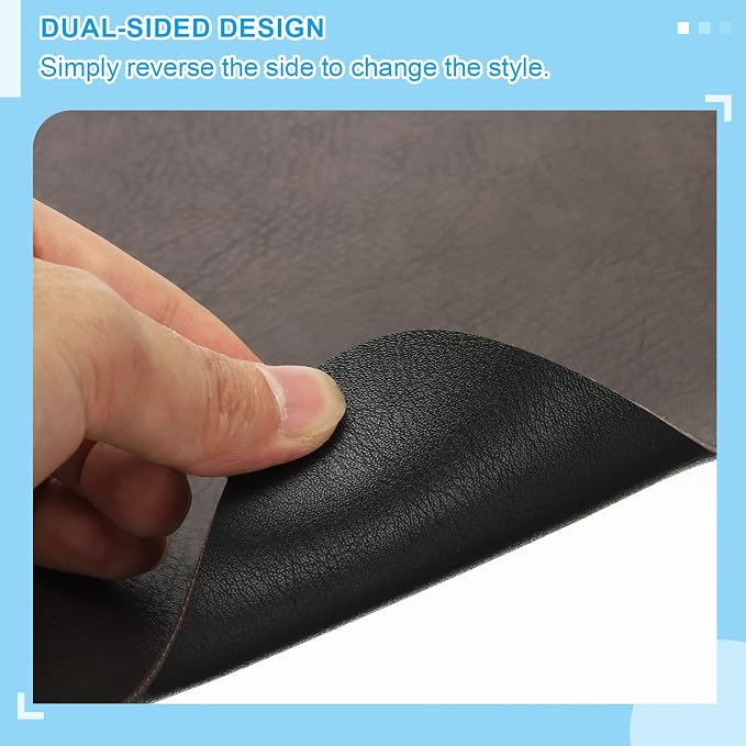PATIKIL 35.4" x 17.7" Leather Desk Pad Protector, Large Dual-Sided Desk mat Waterproof PVC Leather Mouse Pad for Laptop Computer Writing Desk Table Gaming Home, Coffee/Black
