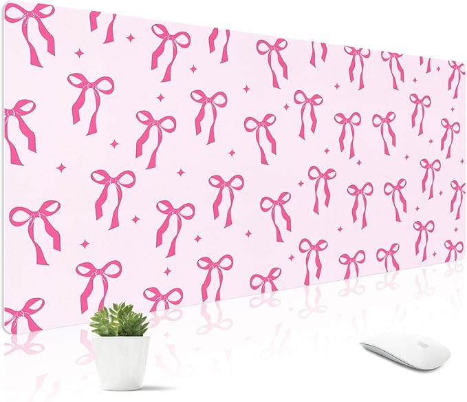 Mouse Pad Leather Desk Mat Large Keyboard Cute Office Desktop Computer Laptop XXL Long Big Aesthetic Modern Design Women Girls Gaming Gamer Oversized Wide Mousepad 31.5"x15.7", Bowtie