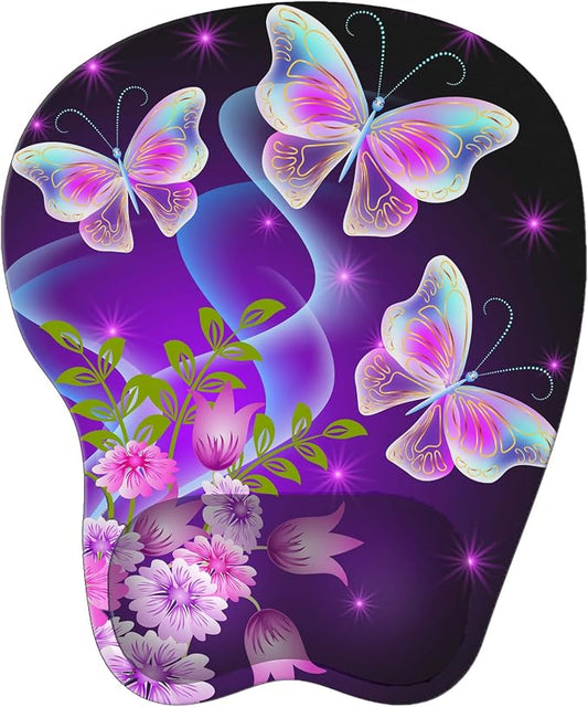 Upgrade Ergonomic Mouse Pad,Non Slip Mousepad Wrist Rest Support for Office, Computer, Laptop & Mac(B-Vivid Butterfly)