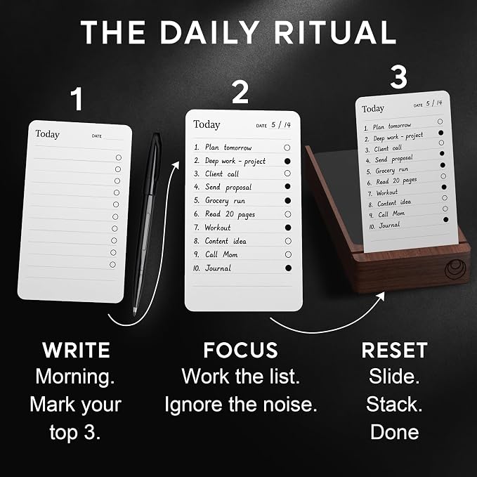 Daily Planner To Do List Notepad - Checklist & Goal Cards for ADHD Focus - Planner Cards Only