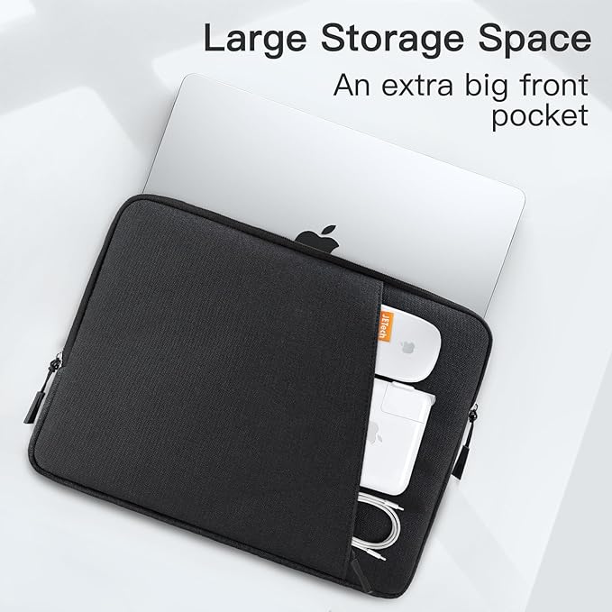 JETech Laptop Sleeve for 16-Inch MacBook Pro (M1-M5, 2019-2026), Waterproof Bag Case with Pocket, Compatible with 16 Inch Notebook (Black)