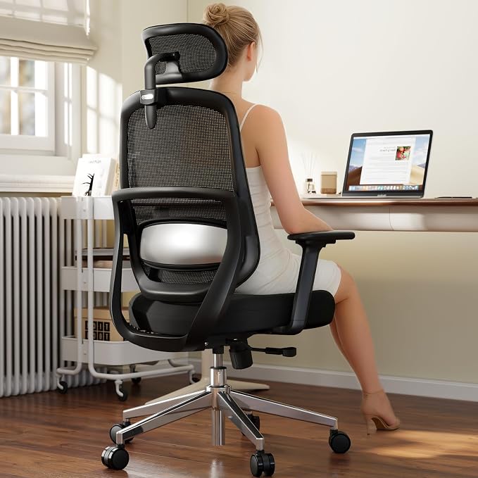 Ergonomic Office Chair, Home Office Desk Chairs, 3D Lumbar Support High Back Desk Chair, Comfortable Computer Chair & Gaming Chair for Office & Home - Black