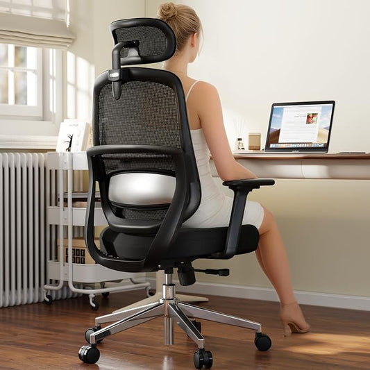 Ergonomic Office Chair, Home Office Desk Chairs, 3D Lumbar Support High Back Desk Chair, Comfortable Computer Chair & Gaming Chair for Office & Home - Black