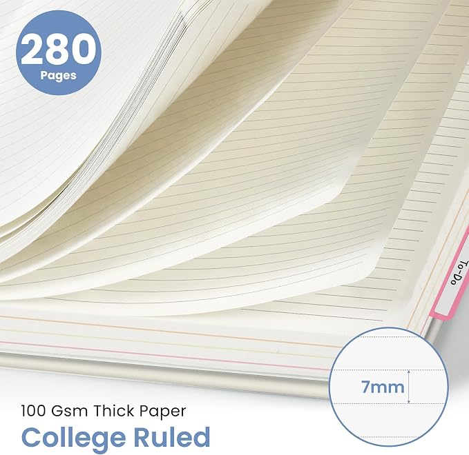 Large Spiral Lined Notebooks for Work with Removable Dividers & Tabs, 8.5"x11" Pretty Hardcover 5 Subject Notebook Journal for Women, College Ruled, Perfect for Study & Office Organization, 280 Pages,Ocean Whales