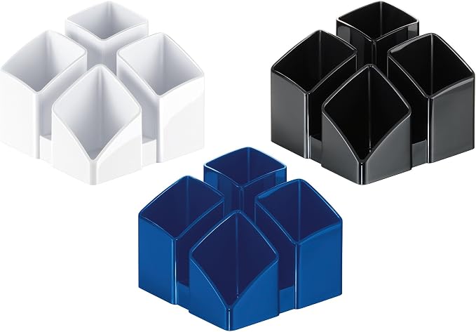 HAN 17450-14, Scala Desk Tidy. Exclusive Design Meets Function: Elegant, Glossy and Expandable. with 4 compartments und Card Holder, Blue