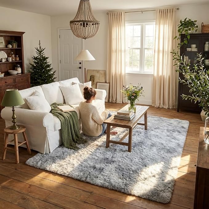 Mugorn Small Soft Shag Rugs for Bedroom, 3x5 Fluffy Area Rugs for Living Room