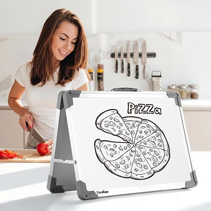 TANKEE Whiteboard 18x24 Inches Double Sided Magnetic Dry Erase Board with Stand, Foldable Desktop Tabletop White Board Easel Portable Whiteboard for Classroom Homeschooling Home Office School Teacher
