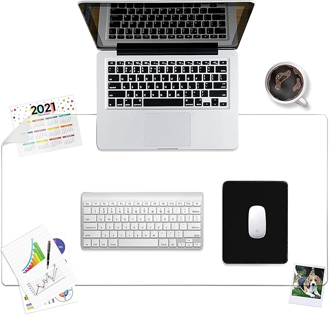 Clear Desk Pad Blotter on Top of Desks - 34 x 17 inches - Non Slip Desk Writing Mat for Office and Home - Round Edges - Textured/Forested - Mouse Pad Included. (34 x 17)