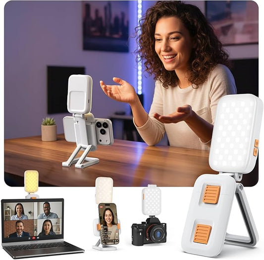 10” LED Ring Light with Stand & Phone Holder - 82 LED Selfie Light with Tripod Adapter, Rechargeable 3 Color Temps + 14 RGB Modes for Streaming, Content Creation, Makeup, iPhone & Camera