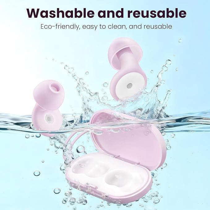 Ear Plugs for Sleeping,Noise Cancelling Earbuds for Concerts,Pink Purple | 4 Sizes of Reusable Soft Silicone Earplugs, 30dB Comfortable Fit Earplugs