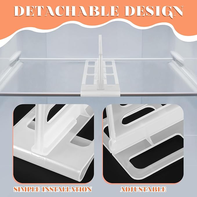 Refrigerator Dividers: Adjustable Fridge Dividers for Glass Shelves, Freezer Shelf Organizer and Food Storage Separator for Refrigerator Organization, Kitchen Pantry Cabinet Drawer Storage, 4 Pack