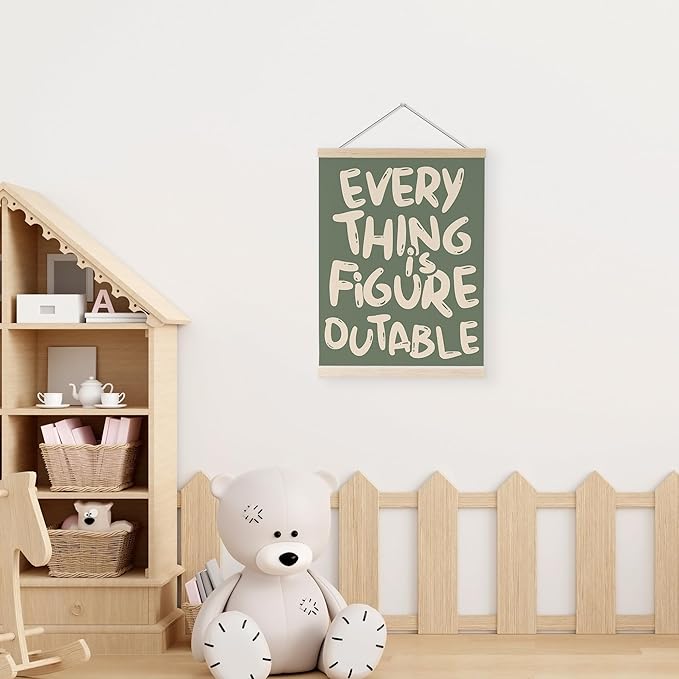 YQDEJ Everything is Figureoutable Inspirational Wall Art Poster Hanger Frame, Positive Affirmations Wall Decor, Motivational Wall Art for Home Office Classroom, 12x16 Inch