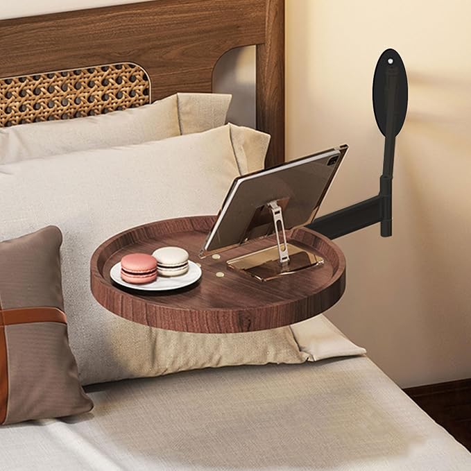 Lefedrasticity Wall Mounted Folding Round Table Small Folding Desk Walnut