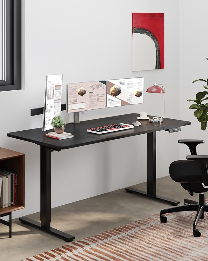 SANODESK Dual Motor Electric Standing Desk 71 x 32 Inches, Height Adjustable Sit Stand Desk with Large Splice Board for Home Office, Computer Workstation, Study & Gaming, Black Frame/Black Top