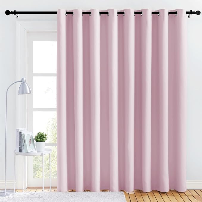 NICETOWN Bedroom Blackout Curtain Panel - (120 inches by 84 inch, Baby Pink, 1 PC) Energy Saving Thermal Insulated Grommet Blackout Drapery for Patio, Room Divider Curtain