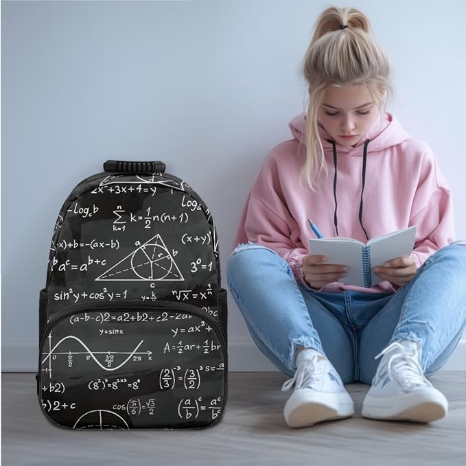 Ystardream Math Equation Backpack Purse for Boys Girls Backpack and Lunch Box with Water Bottle Sleeve Pencil Case Set of 4 Kids Elementary Bookbag Daypack for Camping Travel Sports
