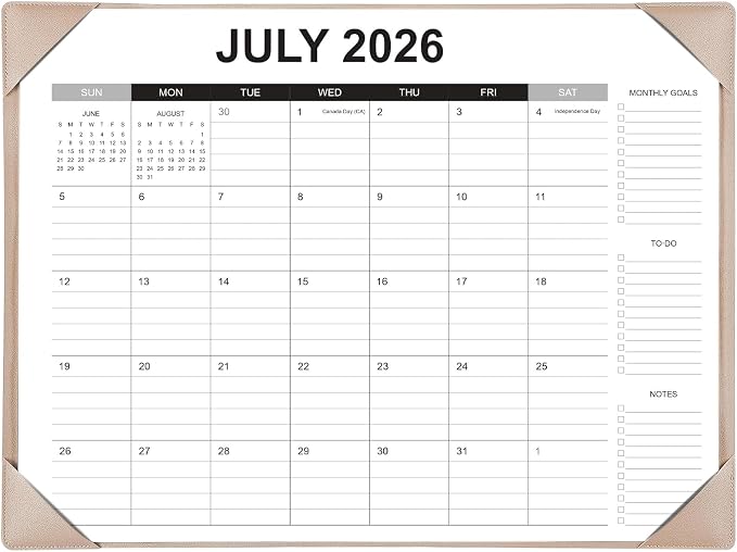 Desk Calendar 2026-2027 with Desk Mat – 22" x 17" Large Desk Pad Calendar Runs from July 2026 to December 2027, Office Supplies Desktop Monthly Calendar for Home & Office