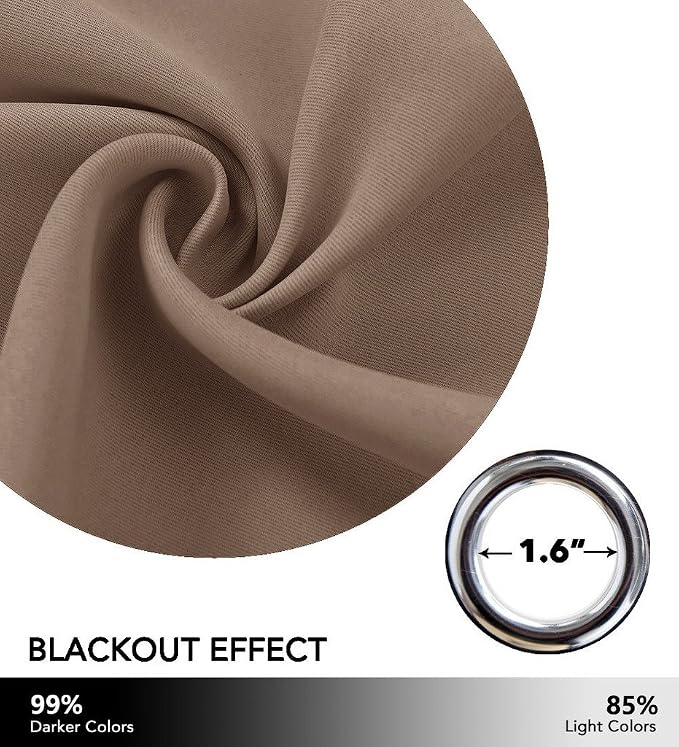 NICETOWN Noise Reducing Room Divider Curtains - Wide Width Grommet Top Partition Panel for Living, Bedroom, Baby Room (One Pack, 8ft Tall x 15ft Wide, Cappuccino)