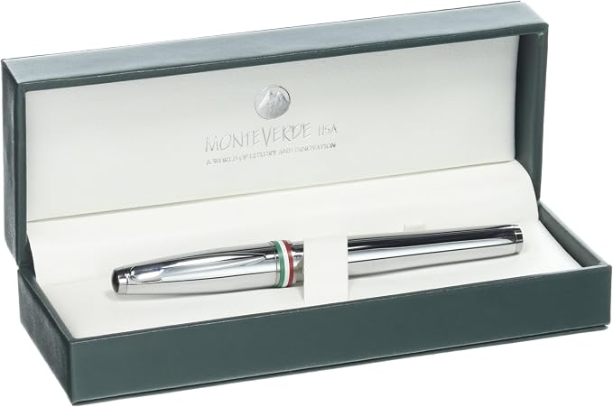 Monteverde USA Aldo Domani Italia Fountain Pen Mirror Chrome - Flex Nib - Luxury Writing Pen - Italian Design - JoWo Stainless Steel Nib - Smooth Ink Flow - Refillable - Gift Box Included