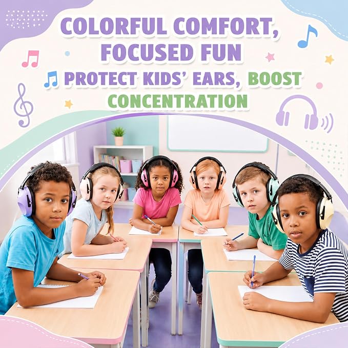 Amylove 12 Pcs Kids Ear Protection Noise Cancelling Headphones Ear Muffs Bulk 27db Adult Noise Reduction Hearing Earmuff (Universal Fit (kids & Adults),Sweet Style)
