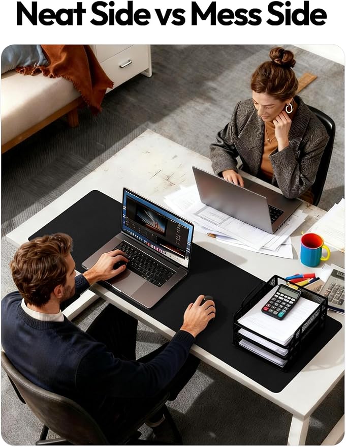 YSAGi Leather Desk Protector, Office Mat, Large Mouse Mat, Non-Slip PU Leather Blotter, Laptop Desk Mat, Waterproof Writing Pad for Office and Home(Black, 63" x 17.2")