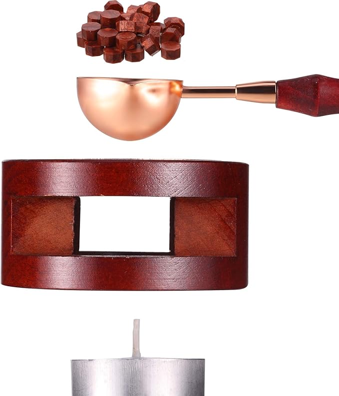 7 Pieces Wax Seal Kit, Seal Warmer Melting Spoon and 5 Pieces Tea Candles, Wax Sticks Beads Melting Furnace Tool for Sealing Stamp Greeting Wedding Invitation Card
