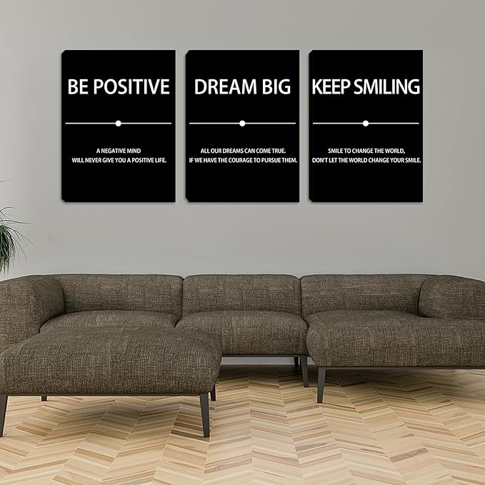 Halioyo Motivational Wall Art, 12 x 16 Inch Inspirational Canvas Wall Art for Office, Positive Affirmations Picture Paintings for Living Room Bedroom Classroom Dorm - 3pieces