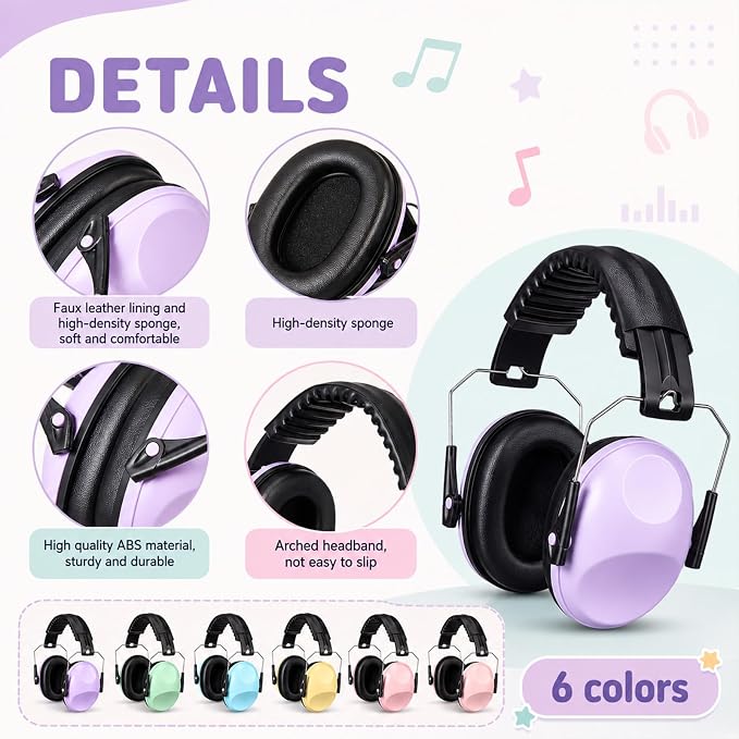 Amylove 12 Pcs Kids Ear Protection Noise Cancelling Headphones Ear Muffs Bulk 27db Adult Noise Reduction Hearing Earmuff (Universal Fit (kids & Adults),Sweet Style)