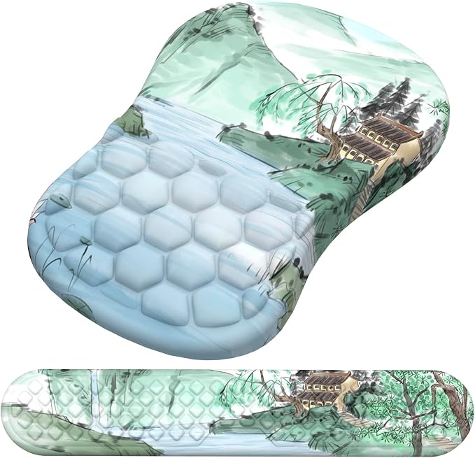 Mouse Pad Wrist Support, Laokiiy 2 in1 Keyboard Wrist Rest+ Ergonomic Mouse Pad, Non-Slip Wrist Rest for Computer Keyboard, Made Easy Typing & Relieve Wrist Pain(Landscape)