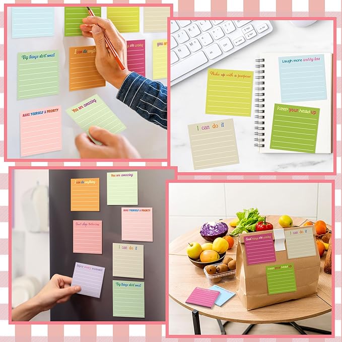 Yinder 24 Pcs Inspirational Sticky Notes Thank You Gift Motivational Sticky Note Pad Employee Appreciation Gift Bulk for Staff Coworker Teacher Nurse Office Groups 3 x 3'' (Inspire,Macaron)