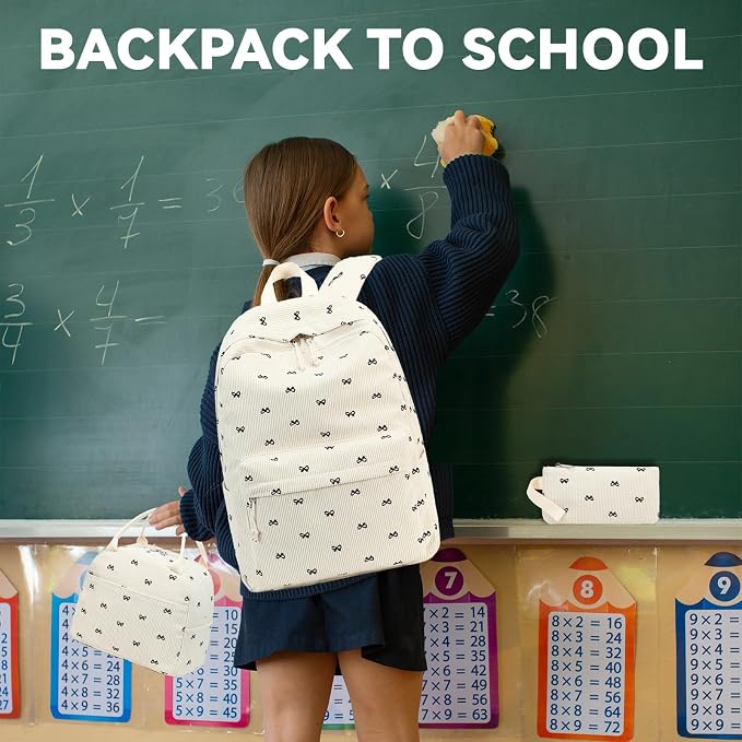LEDAOU Backpack for Girls School Bag Kids Bookbag Teen Backpack Set Daypack with Lunch Bag and Pencil Case | Kids