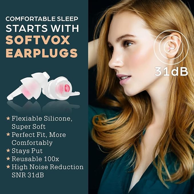 Small Ear Plugs for Sleeping, 2 Pairs Reusable Comfy Earplugs for Adults Kids 12+, Noise Reduction Earbuds for Sleep, Snoring, Work, Travel, Gardening, Concerts - 31dB Hearing Protection