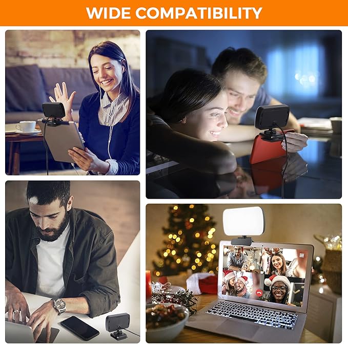 Video Conference Lighting, Webcam Lighting for Remote Working, Zoom Lighting for Laptop/Computer, Zoom Calls, Live Streaming, Self Broadcasting, Video Light for Zoom Meeting with Sturdy Clip