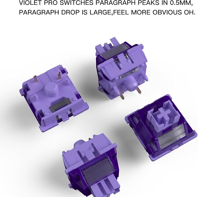 Outemu Violet Pro Keyboard Switch with Dustproof Stem for Mechanical Gaming Keyboard,5-Pin 40gf Tactile Pre-Lubed Switches(90Pcs)